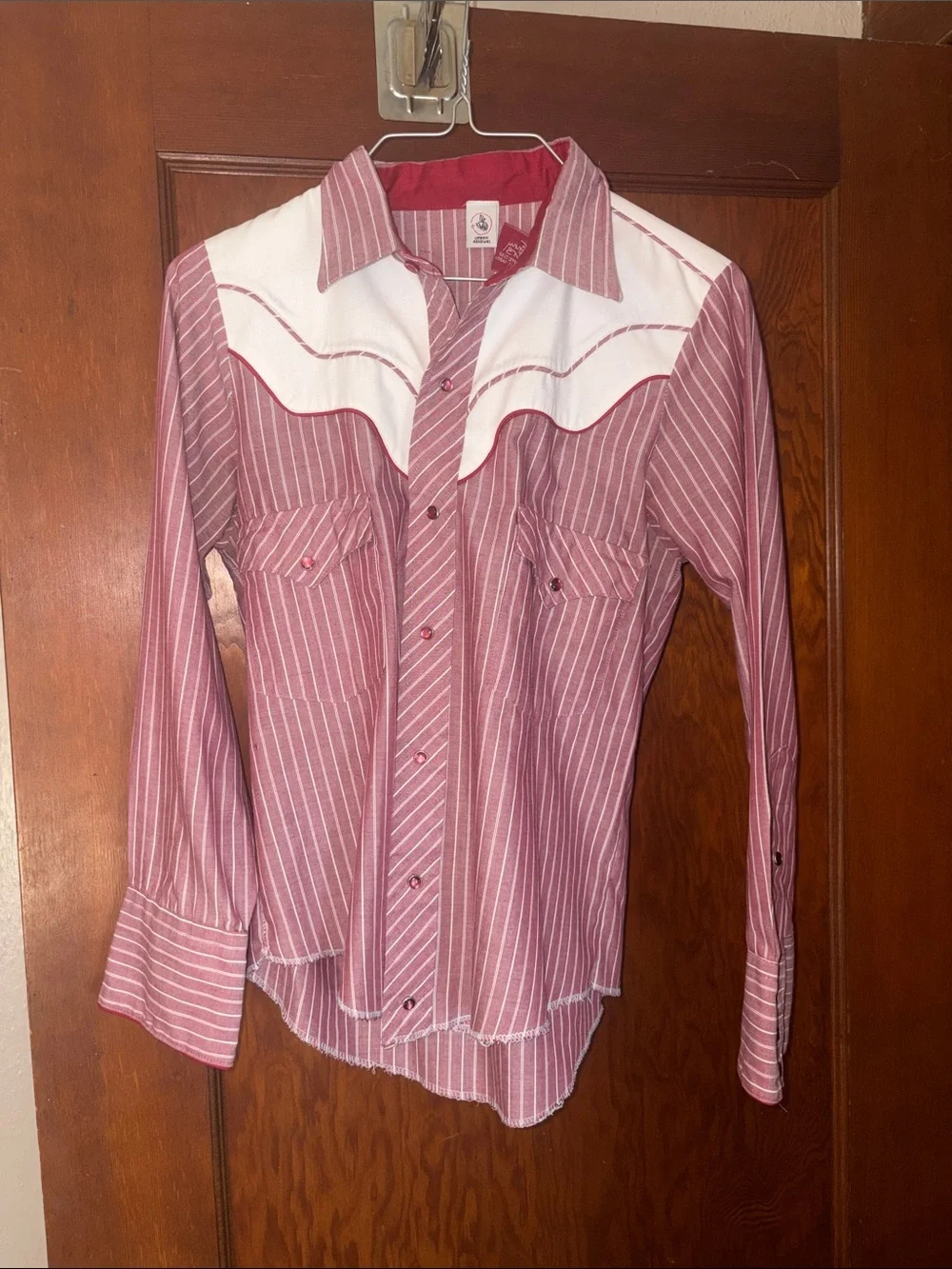 Vintage Western-Style Button Down Shirt in Rose Pink with White Yoke - Picture 1 of 4